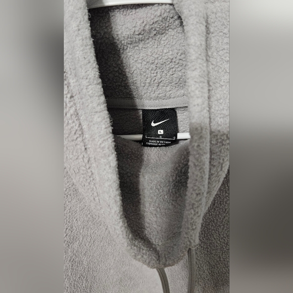 Nike Fleece Sherpa Cowl Neck Pullover Sweater Woman’s L Pockets Cozy Grey B13 - Picture 3 of 7